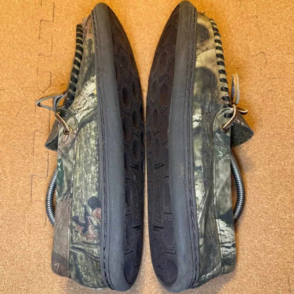 Woolrich Moccasin Slippers Mens 12 Camo Fleece Canvas Loafers WM1183-347-12